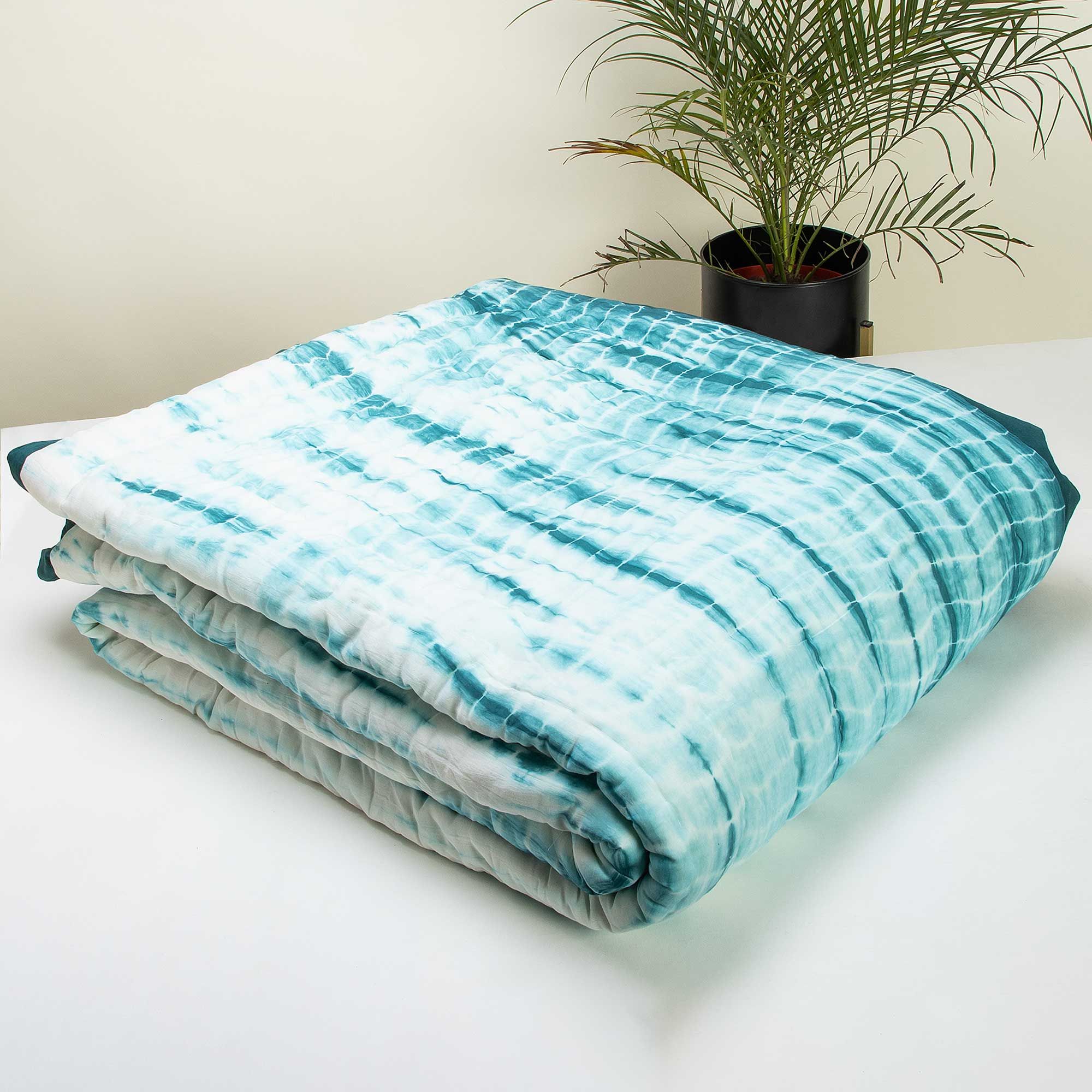 Traditional Handmade Blue Tie Dye Cotton Jaipuri Razai